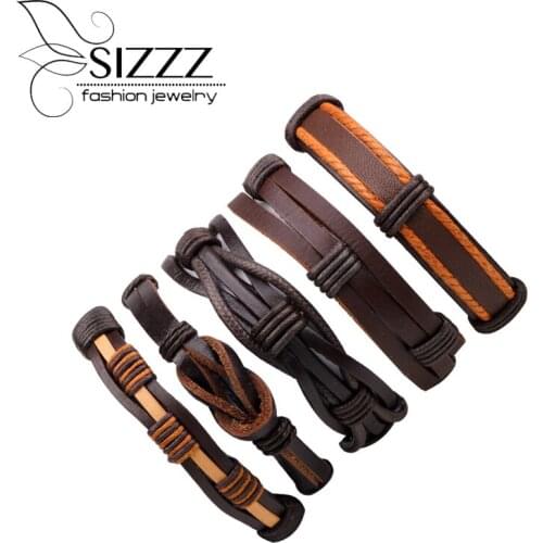 SIZZZ 18-20cm Long Adjustable Five-piece Mens Bracelet Jewelry Punk Rivets Casual Bracelet For Men