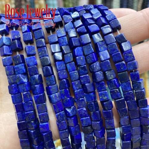 4mmx4mm Natural Lapis Lazuli Square Stone Beads Loose Spacer Beads For Jewelry Making Fit Diy Bracelet Accessories 15" Wholesale