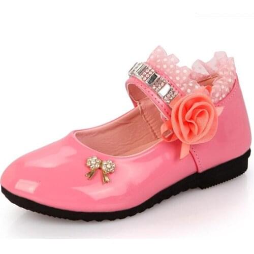 2021 New Children Elegant Princess PU Leather Sandals Kids Girls Wedding Dress Party Beaded Shoes For Girls