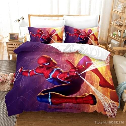 Disney Marvel Comics Spiderman Bedding Set Queen King Size Duvet Cover Set Comfortable Quilt Cover & Pillowcase Set Bedclothes