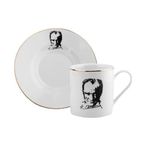 Porcelain Turkish Coffee Set of 6 with Atatürk Picture And Sign