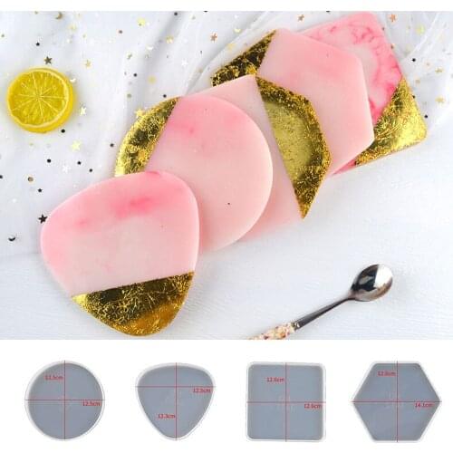 DIY Geometric Coaster Resin Mold Handmade Nordic Style Coaster Crystal Epoxy Mold Tray Tea Set Silicone Mold For Resin