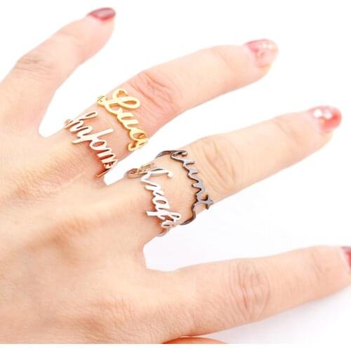 Statement Custom Name Ring Personalized Letters Initials Open Adjustable Rings Handmade Jewelry Bridesmaids Gifts For Women Men