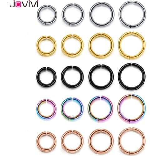 Jovivi 10mm-16mm Non Body Piercing Jewelry Multi-used Nose Septum Rings Ear Studs Lip Ring Fake Body Piercing Jewellery 8 Pcs