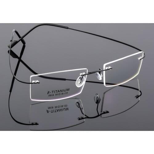 Classic Mens Pure Titanium Rimless Glasses Frames Myopia Optical Frame Ultra-light Titanium Frameless Eyeglasses Frame
