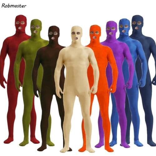 Mens Open Eyes and Mouth Zentai Full Bodysuit Full Body Skin Tight Jumpsuit Suit Lycra Zentai Long Sleeves Costumer Adult Kid