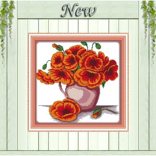 Beautiful Colorful flowers,Pattern printed on the fabric DMC 11CT 14CT Cross Stitch kits,needlework Sets DIY crafts embroidery