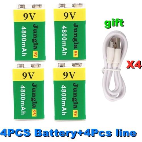 High capacity USB Battery 9V 4800mAh Li-ion Rechargeable Battery USB lithium battery for Toy Remote Control drop shipping