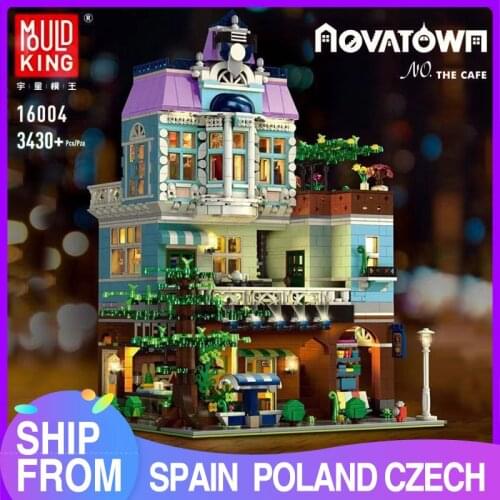 MOULD KING 16004 City Streetview The Coffee Corner With LED Light Creative Building Blocks Bricks Kids DIY Toys Christmas Gifts