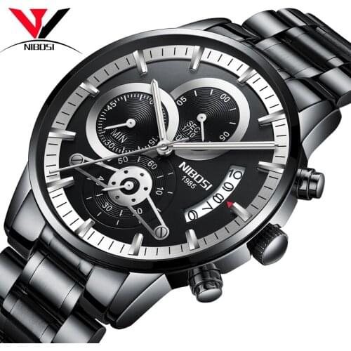 NIBOSI Reloj Hombre Deportivo 2018 Quartz Watch Men Luxury Brand Fashion Mens Watches Stainless Steel Sport Quartz Wristwatches