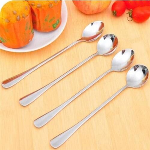 New 1pc Long Handle Stainless Steel Tea Coffee Spoon Cocktail Ice Cream Spoons Cutlery Creative tableware decoration