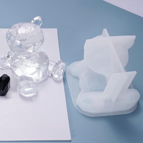 New DIY Epoxy Resin Mold 3D Geometric Bear Mobile Phone Holder UV Silicone Mold Home Decoration Craft