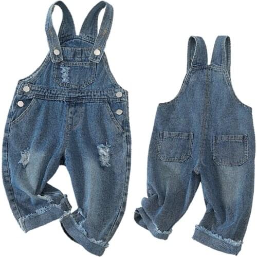 New Baby Boy Solid Denim Overalls Child Jean Pocket Pants Infant Jumpsuit Childrens Clothing Kids Overalls Autumn Girls Outfits