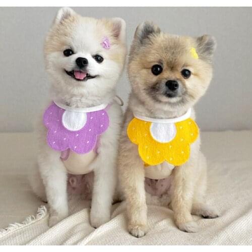 Washable Cute Floral Dog Neckerchief Pinny Puppy Pet Collar Necklace Cat Accessories Saliva Towel Bows Kitten Yorkie Pomeranian