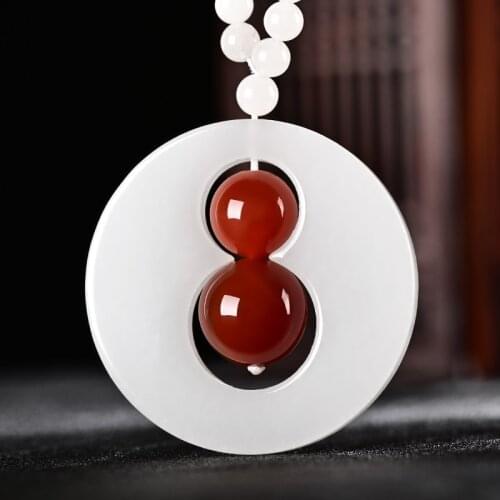 Natural white jade pendant necklace Mantra Hand-Carved Pendants jade necklaces jade jewelry for women
