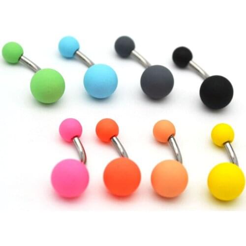 New Belly Bar Piercing Candy Navel Round Ball Curved 14G Cute Fashion Body Jewelry Women Girl Colorful
