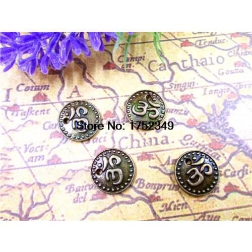 20pcs--Yoga Charms, Antique Bronze OM charm pendants 15mm