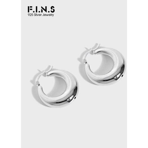 F.I.N.S Original Design Minimalist Circle Glossy S925 Sterling Silver Earrings Round Hoop Earrings Geometry Fine Jewelry