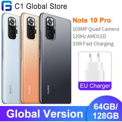 Global Version Xiaomi Redmi Note 10 Pro Smartphone 64GB/128GB ROM Snapdragon 732G Octa Core 108MP Quad Camera NFC Bluetooth 5.1
