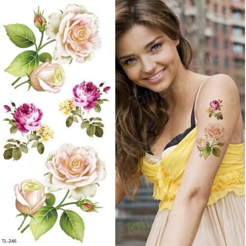 Tatoo waterproof women tattoo & body art transfer tattoo flower rose stickers body tattoo watercolor sexy girl summer fashion
