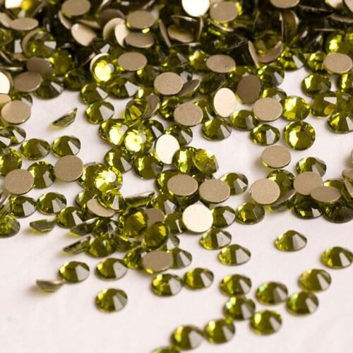 YANRUO 2058NoHF SS20 4.6-4.8mm Olivine Loose Rhinestones Non Hot-Fix Crystal FlatBack Rhinestones For Clothes Shoes