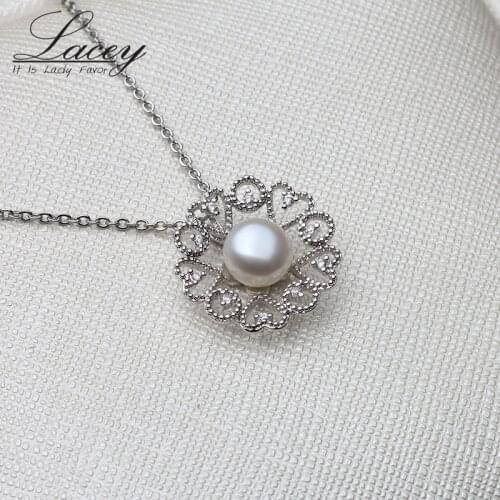 Natural Freshwater Pearl Pendant Necklace For Women,Real Big Pearl Love Necklace 925 Silver Chain Christmas Gift