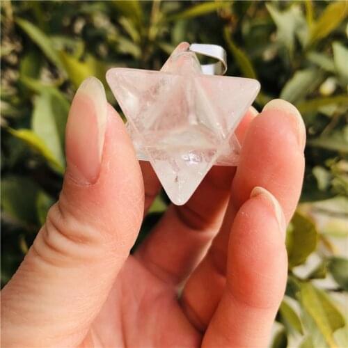 100% natural crystal pendant Merkaba crystal pendantPure white crystal