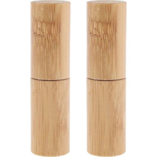 2Pcs Natural Bamboo Empty Essential Oil Makeup Roller Ball Bottle Refillable 5ml