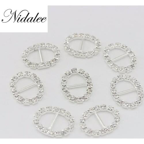 20x16mm 4/5" Oval Clear Buckle Invitation Ribbon Slider For Wedding Supplies Rhinestone embellishments Free Shipping 10pcs