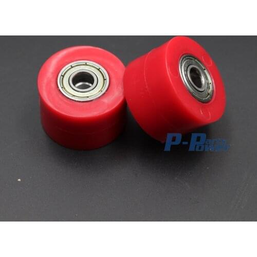 2X Red 8mm Chain Roller Tensioner Pulley Wheel Guide For CRF YZF RMZ KLX Motorcycle Motocross Pit Dirt Bike