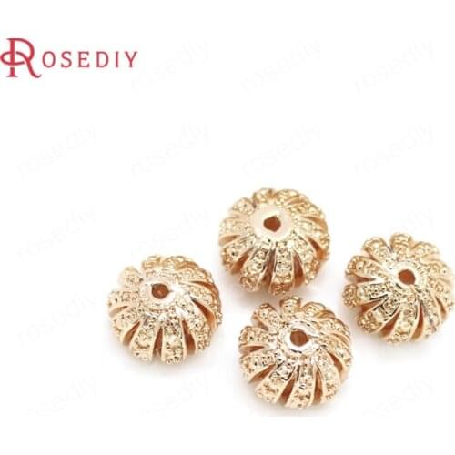 6PCS 7x11MM 24K Champagne Gold Color Plated Brass Hollow Spacer Beads Bracelet Beads High Quality Jewelry Accessories