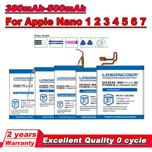 LOSONCOER 450mAh 616-0639 616-0640 Battery for Apple iPod Nano 7 7th Gen Batteries A1446 MP3 MP4 Battery MB903LL/A