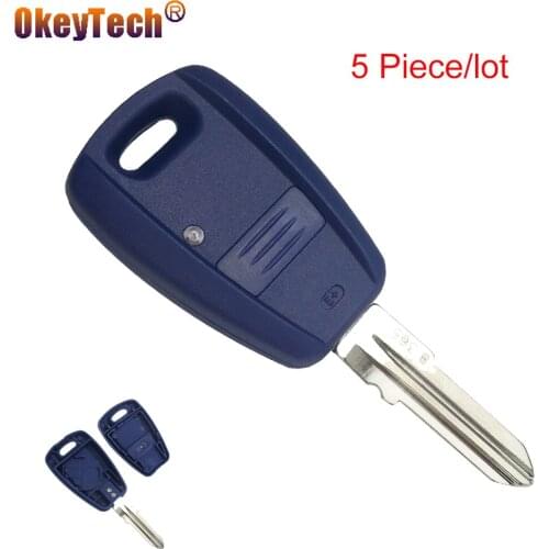 OkeyTech 5 Piece 1 Button Uncut GT15R Blade Transponder Car Key Shell Fob For Fiat Punto Doblo Bravo Auto Replacement Case Cover