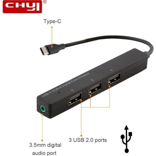 CHYI USB C To 3 Port Micro Usb 2.0 Hub + 3.5mm Audio Port Type C Usb Hab Multi Combo Splitter Computer Accessory For Smartphone