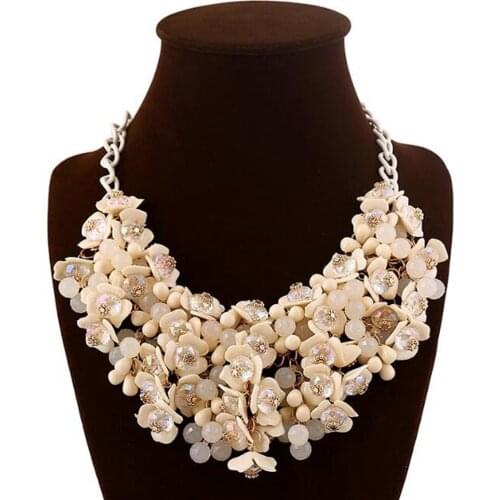 DiLiCa Trendy Flower Statement Necklace Women Charms Chokers Necklaces & Pendants Maxi Necklace Jewelry Ketting