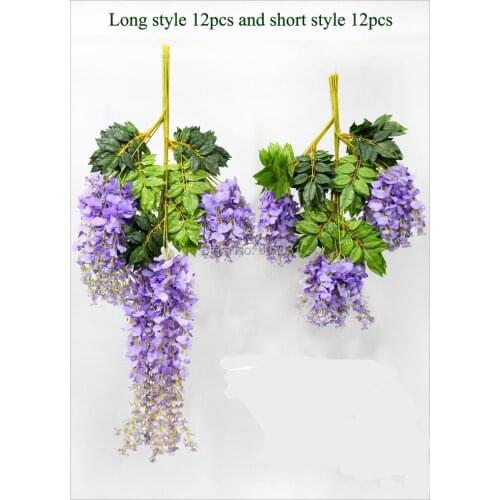 F-shipping High quality 75cm 4 colors Artificial silk flowers wisteria vine rattan wedding violet bean string curd decoration