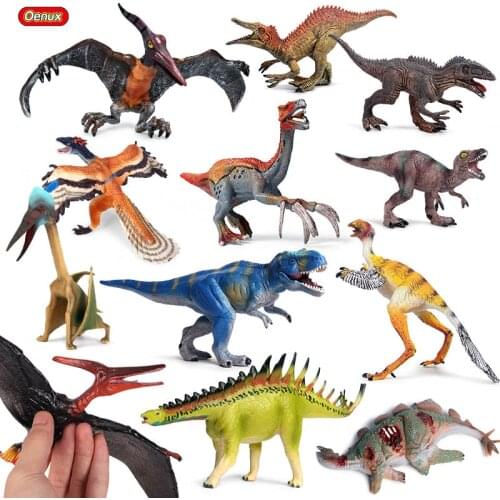 Oenux Prehistoric Savage Jurassic Dinosaurs Figurines T-Rex Pterodactyl Velociraptor Model Action Figures Collection Kids Toy