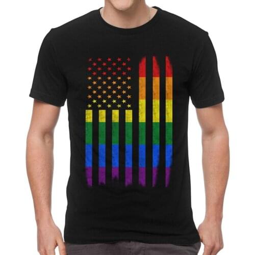 Lgbt Flag T Shirt Men Cotton Printing T-shirt Novelty Tshirt Short Sleeve Bisexual Gay Pride Homosexual Rainbow Tees Tops