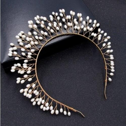 Hot sale Korean design Pearl Headband for Women Girls Party Cute Hair Accessories Bridal Crown Handmade Wedding Hair Jewelry