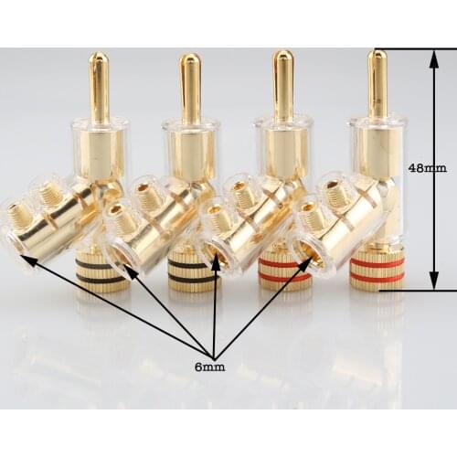 Hifi audio 4pcs MCA Gold plated Banana Lock Plugs HiFi Speaker Banana Connector