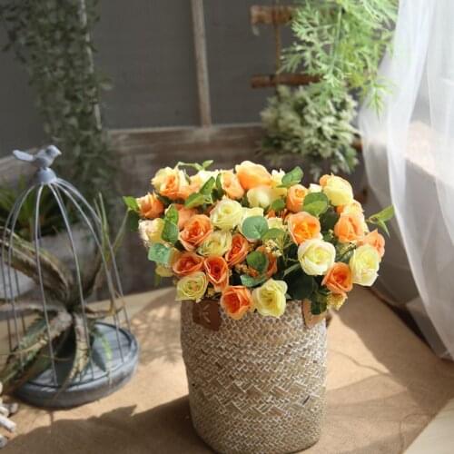 6pcs/lot persian rose artificial flower bouquet holding rose star flower head home decoration fake flower wall wedding decor