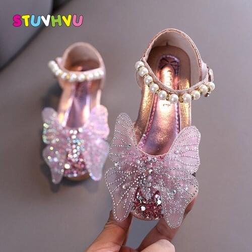Sequin Leather Girls Shoes Casual 2021 Spring and Autumn New Kids Shoes Dance Butterfly Princess Girls Sandals Children Shoes