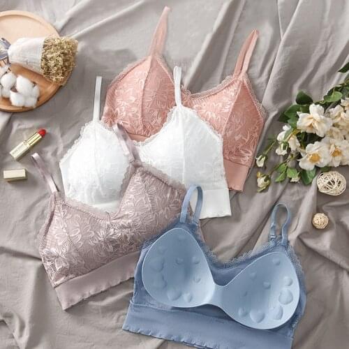 Lace Underwear Sexy Crop Top Wireless Push Up Tube Tops Female Breathable Bralette Womens Brassiere Bra Top Underwear Seamless