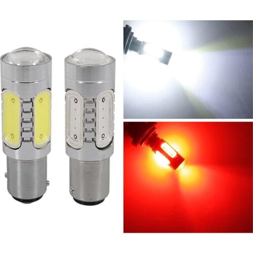 NHAUTP 1Pcs 1157 BAY15D P21/5W LED COB 7.5W Bulb For Car Brake Lights Auto Tail Parking Lamp Red White 6500K 12V