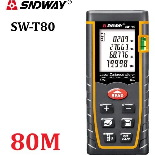 SNDWAY T80 laser distance meter rangefinder 80m 262ft trena laser Bubble level range finder Building measure tape tester Tools