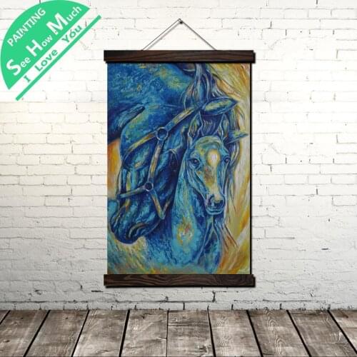 Horses Mothers Love Scroll Painting Canvas Vintage Poster and Prints Wall Art Pictures Living Room Bedroom Farmhouse Decoration