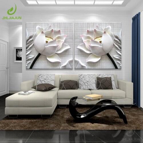 Modular Pictures 3D Art Flower Lotus Poster Wall Art Modular Paintings For Kitchen Wall Pictures Living Room Canvas Painting