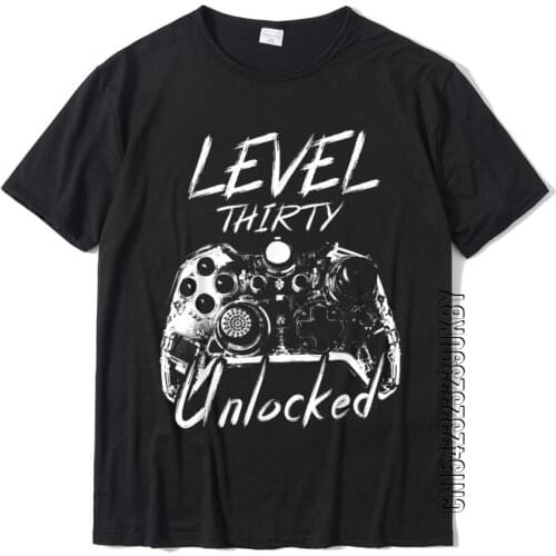 Level 30 Unlocked 30 Years Old Vintage Gamer 30th Birthday T-Shirt Plain Personalized Tshirts Cotton Men T Shirt Fashionable