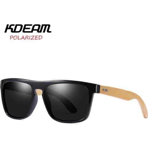 Bamboo material Men Square Polarized Sunglasses KDEAM Classical UV400 Protection 8 Colors Women night vision Glasses KD8803