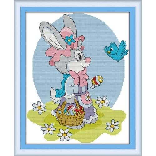 Mother rabbit cross stitch kit animal18ct 14ct 11ct count print stitching embroidery DIY handmade needlework plus
